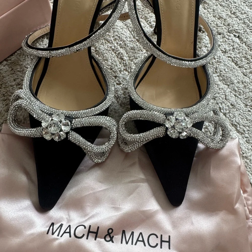 Mach & Mach Women's Black and Silver Heels size 38 - Picture 2 of 9